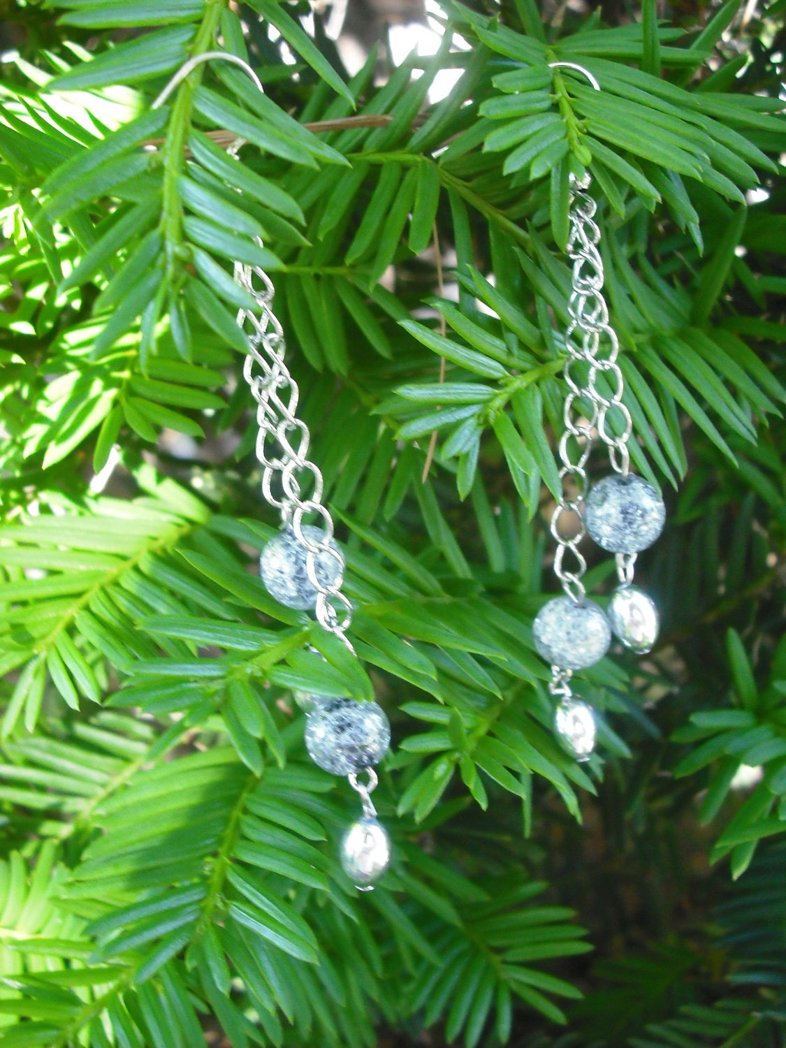 FREE SHIPPING-Blue Dangle Chain Earrings