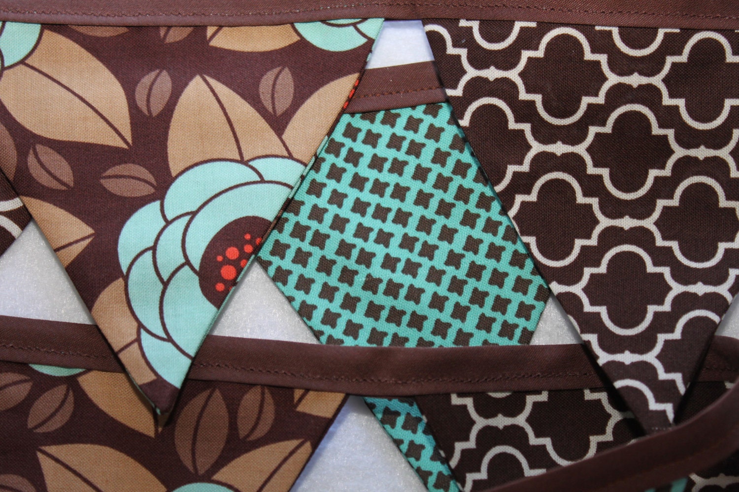 Fabric Flag Bunting - Aviary 2 in Turquoise and Mocha Il_170x135