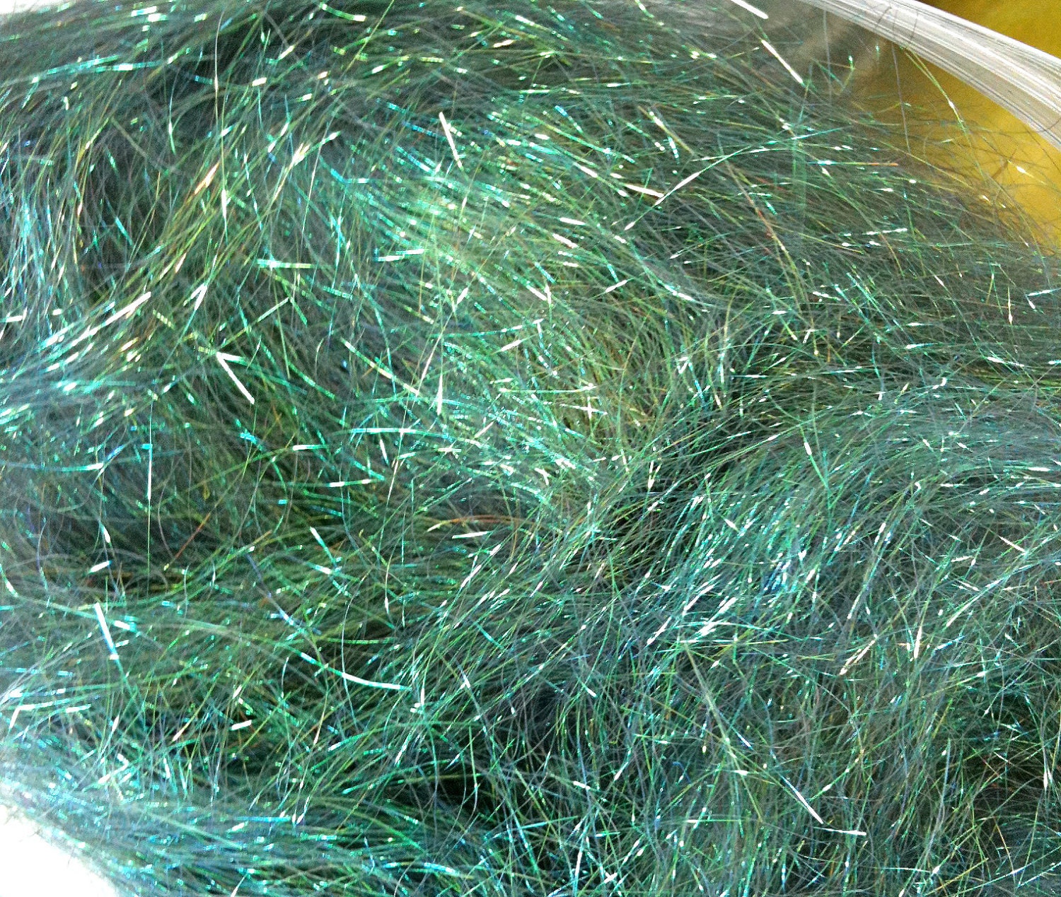 Peacock Angelina - 1/2 oz Sparkle Spinning Fiber - heat fusible iridescent blue green fiber
