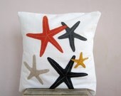 Decorative Throw Pillow: starfish in grey, orange and gold - accent pillow cushion cover