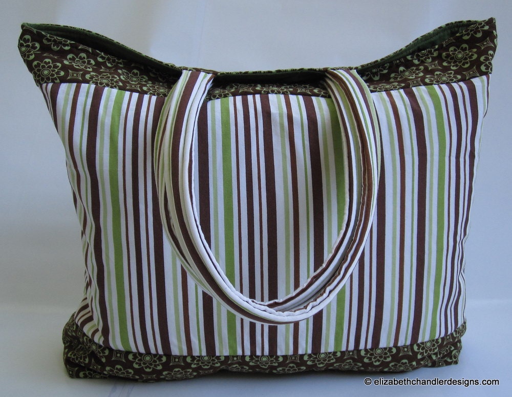 Large Tote Bag - Green & Brown