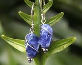 Silver Wrapped Sodalite Twist Earrings