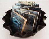 THE MOODY BLUES Record Coasters with Record Basket