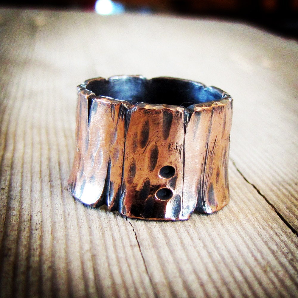 Ring, Men's Rustic Copper Bark Woodland Stump Tree Made to Order - Stumped
