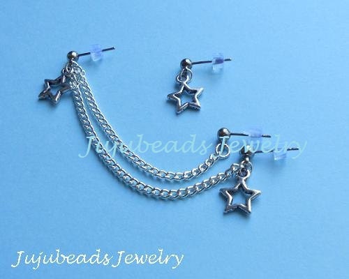 Triple Piercings Stud Star Earrings