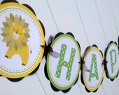 HAPPY BIRTHDAY Banner - King of the Jungle Themed Party Decorations, Jungle Birthday Party - Brown, Yellow, Green