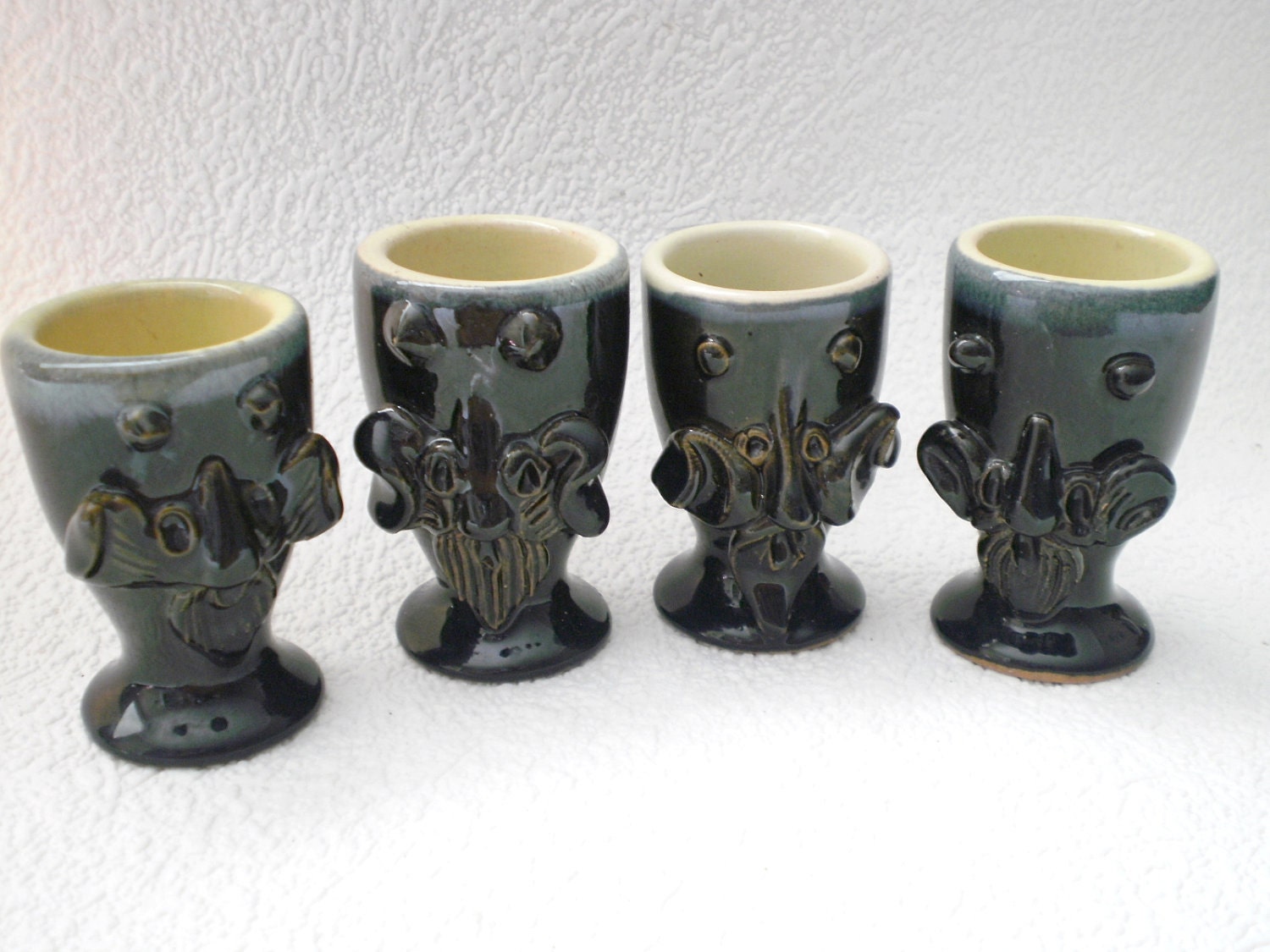 Set of 4 Vintage clay Shot Glasses