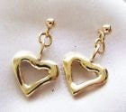 9ct 9k Gold Chunky Heart Earrings - Designer