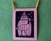 GOOSE LOVE - linocut print