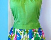 SALE - 60s Hawaiian Halter Maxi Dress - S/M