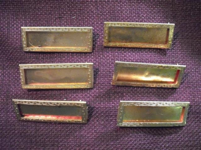 Grouping Of Vintage Brass Fraternal Name Plate Ribbon Hanger Pins