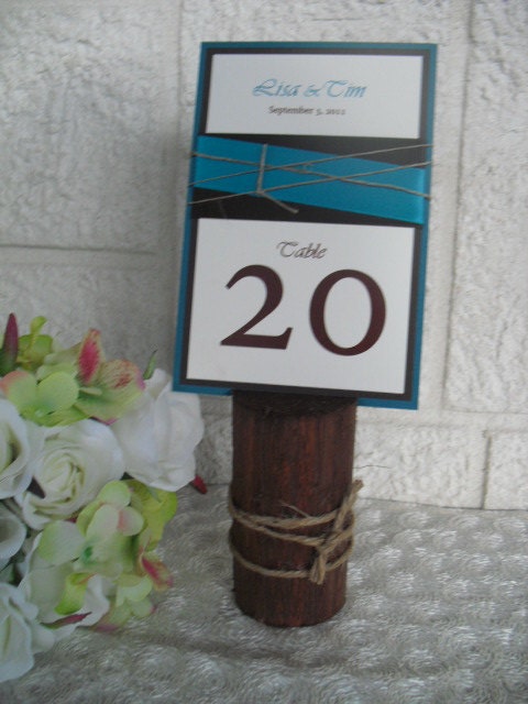 SET OF 5 Red Oak Rustic Wooden Table Number Holder - Item 1129