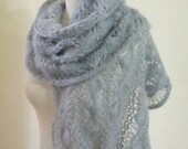 Grey Lace Shawl. Crochet Rectangle Scarf. Spring Fashion. Shrug Stole Neckwarmer READY TO SHIPPING