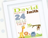 Jungle baby announcement - Print for Nursery , baby jungle nursery decor