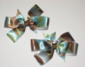 Set of 2 Green, Blue, and Brown Camo Bows