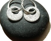 Sage leaf textured hoop earrings