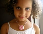 Soft pink girls fabric flower necklace