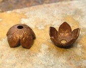 4 Trinity Vintage Patina 8mm Leaf Bead Caps - Trinity Brass Co - LOW SHIPPING