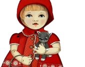 Little Red Riding Hood Articulated Paper Doll for Scrapbooking or Framing Signed by Artist, Jo James