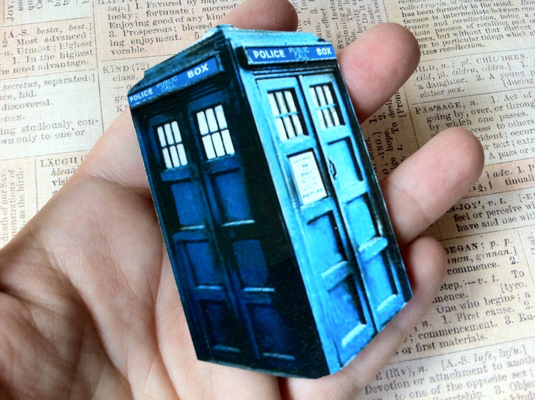 2 Doctor Who Inspired TARDIS Stickers BIG Blue Police Box - 4 inch tall  & 3 inch Tall Handmade Decals