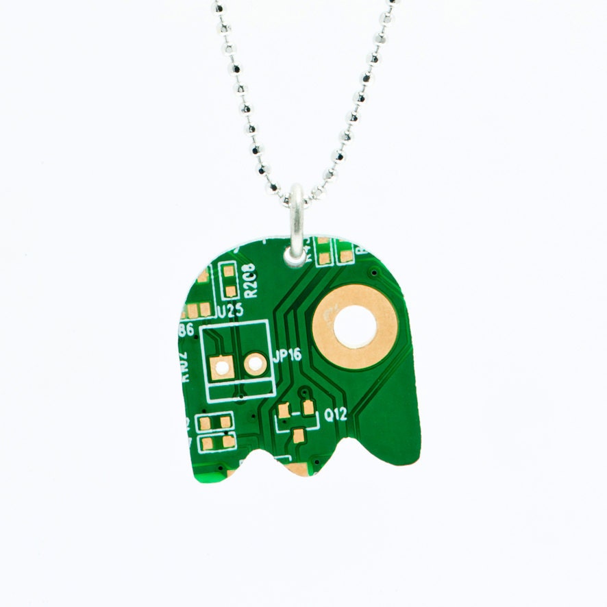 Eco friendly recycled Pac-Man Ghost  from computers chips by gal barash
