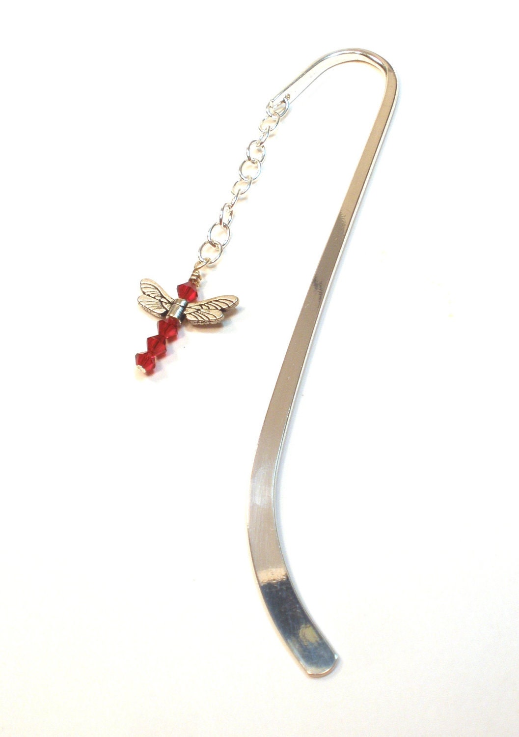 Dragonfly Bookmark - July Birthstone Ruby Crystal