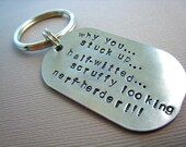 Keychain Hand Stamped Lightweight Aluminum Star Wars Princess Leia Han Solo Quote