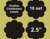 Scallop chalkboard labels 18 set, 2.5", blackboard labels, personalized labels