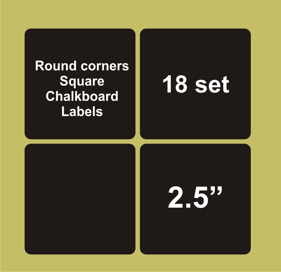 Square chalkboard labels 18 set, 2.5", round corners square chalkboard labels. blackboard labels, personalized labels