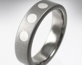 Deco Dots Titanium and Silver Wedding Ring