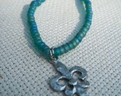 Silver Hammered Fleur de Lis Bracelet