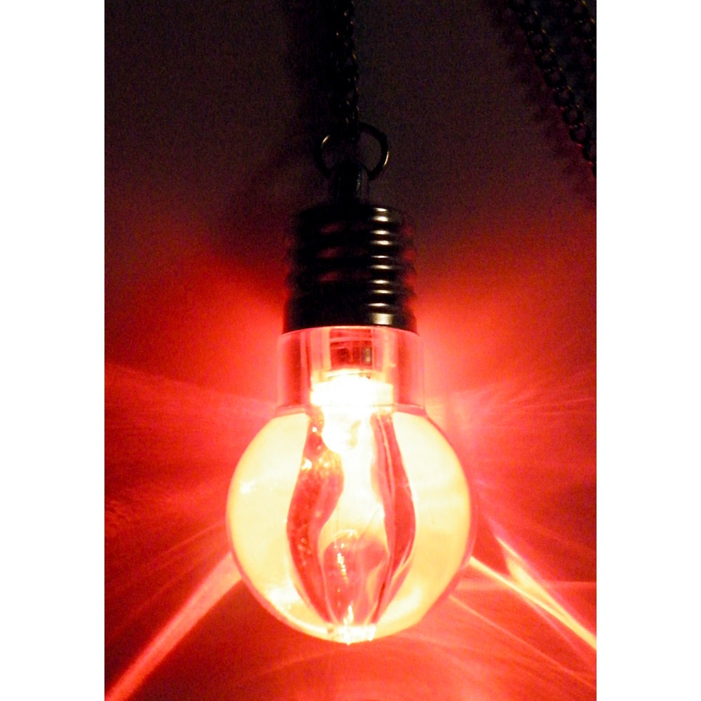 Steampunk Bright Idea Changing Color Light Bulb Necklace