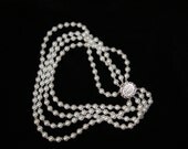 Vintage style four strand handmade bridal pearl and crystals necklace