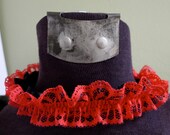 Burlesque Garters Red Black Lace Ribbon