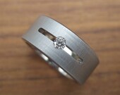Titanium Floating Diamond Wedding Ring