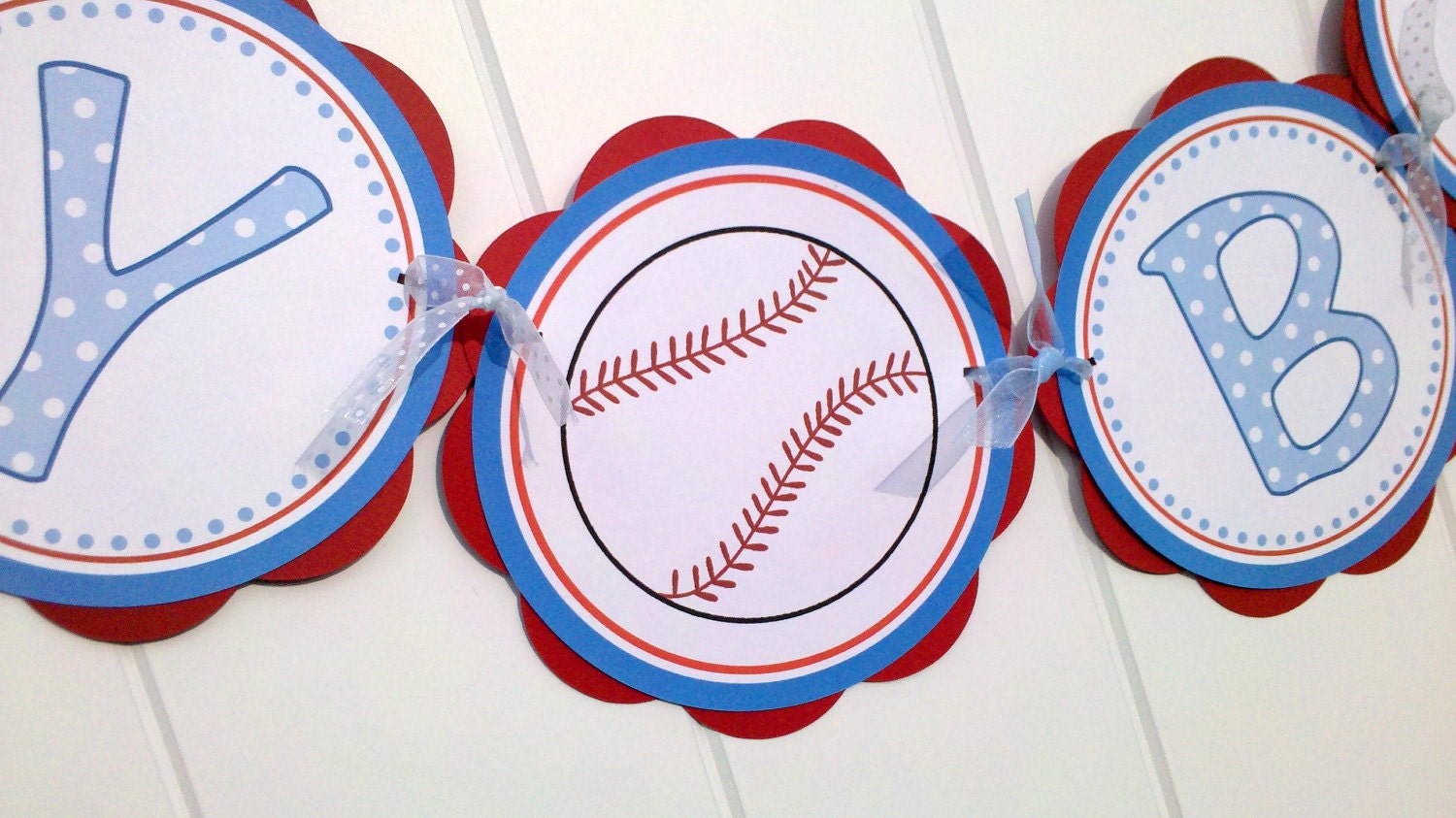 Baseball theme HAPPY BIRTHDAY Banner Party Decorations, 1st birthday party, baseball birthday party decorations in Blue and Red