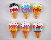 SALE - Kawaii Triple Scoop Ice Cream with Sprinkles - 6 pcs (29x17mm) IC10002