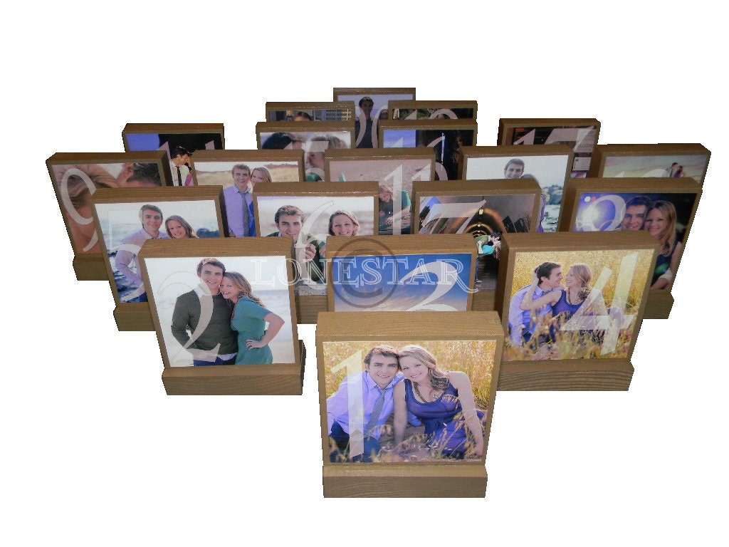 WEDDING TABLE NUMBERS-Set Of 8 Personalized  Wedding Table Numbers - Custom wooden dispays make great Centerpieces-Place Cards-Decoration.