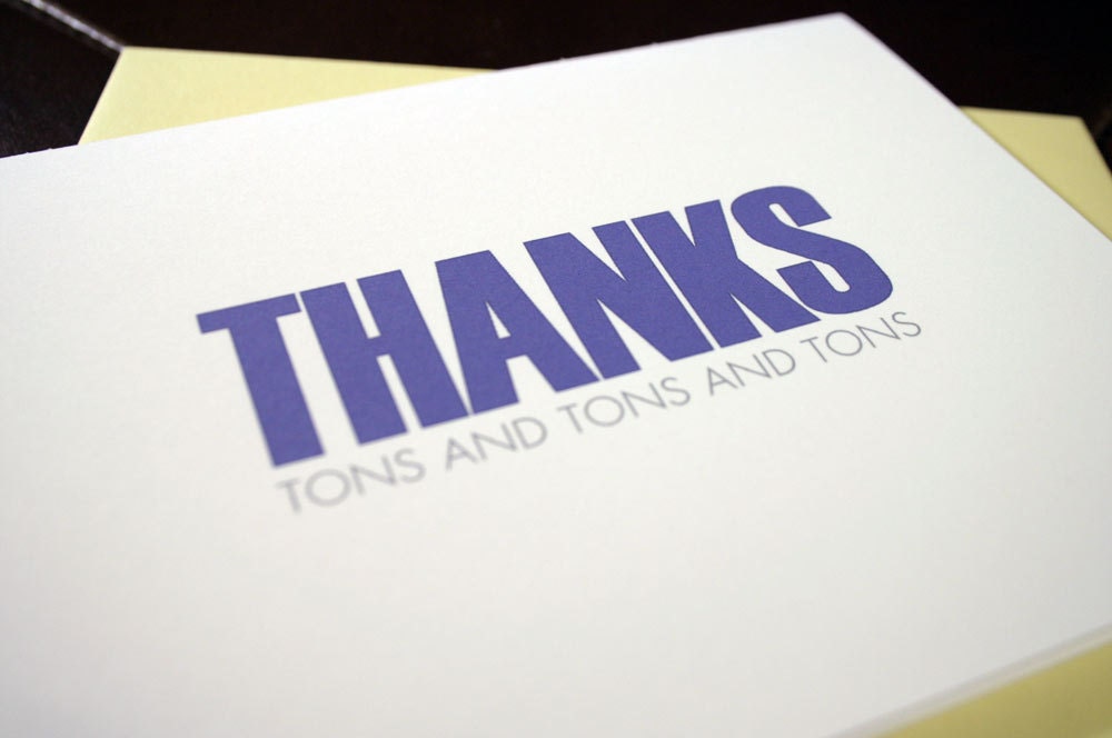 THANKS A TON Notecard with Canary Envelope - 4.25 x 5.5 inch folded greeting card