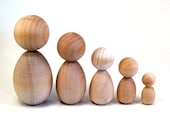 Wooden Kokeshi Dolls - DIY - Family of Five Different Sizes - Ready To Paint Wooden Dolls