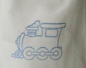 20 Fun Train 4x6 Cotton Muslin Drawstring Bags for gift bag, baby shower favor, party favor,...