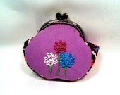 Purple Hand Embroidered Small Coin Purse