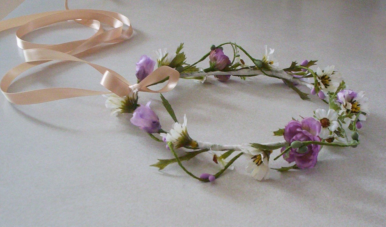 Bohemian Hair Wreath Flower crown Lavender