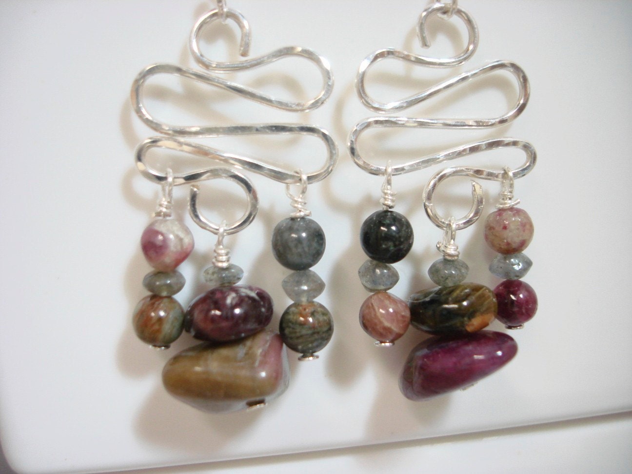 Tourmaline Earrings Sterling Silver Labradorite Accents