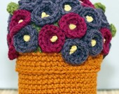 Crochet Flower Pot Bursting with Violets