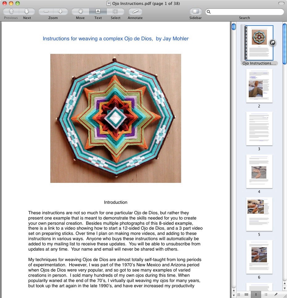Instructions for making your own 8 or 12 sided Ojo de Dios, in pdf format