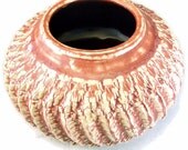 Pink Textured Ceramic Vase / Handmade Stoneware Clay Pottery