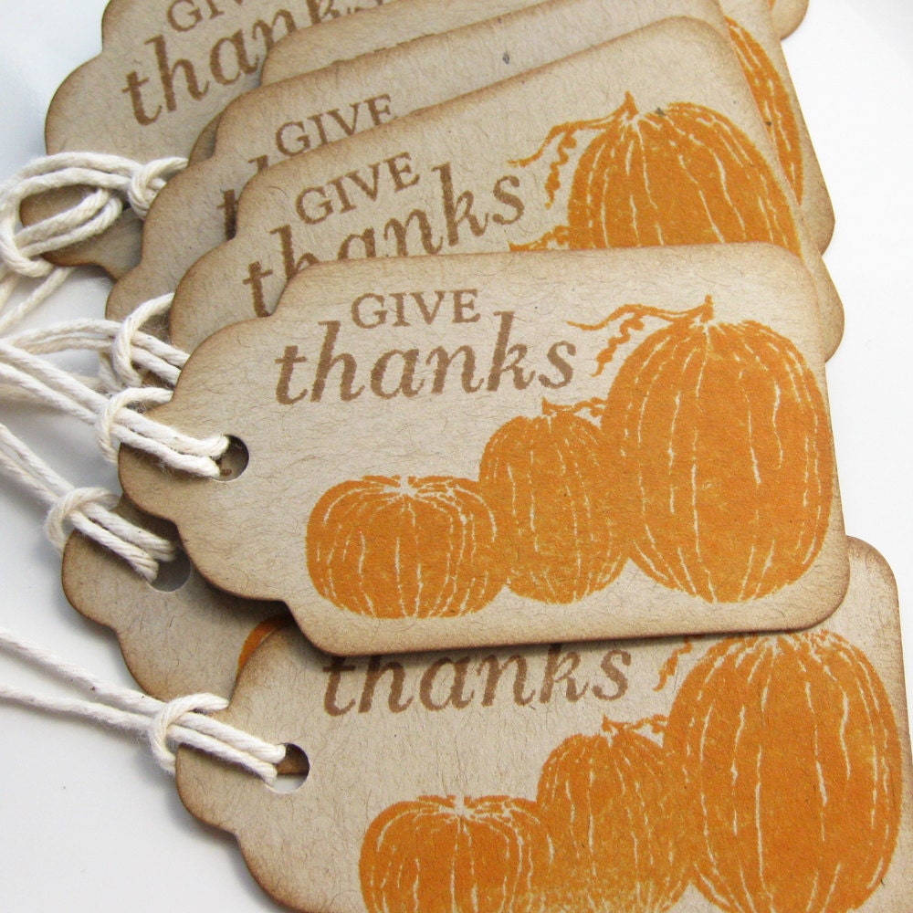 Fall Gift Tags Give Thanks Rustic Pumpkin - Set of 8 medium Il_170x135