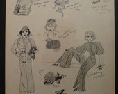 20's Flapper Fashion Drawing Folk Art Outsider Painting