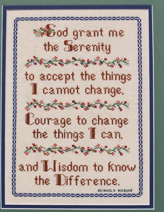Serenity Prayer God - Wisdom, Courage - pdf Cross Stitch Saying by Lady Robins Nest